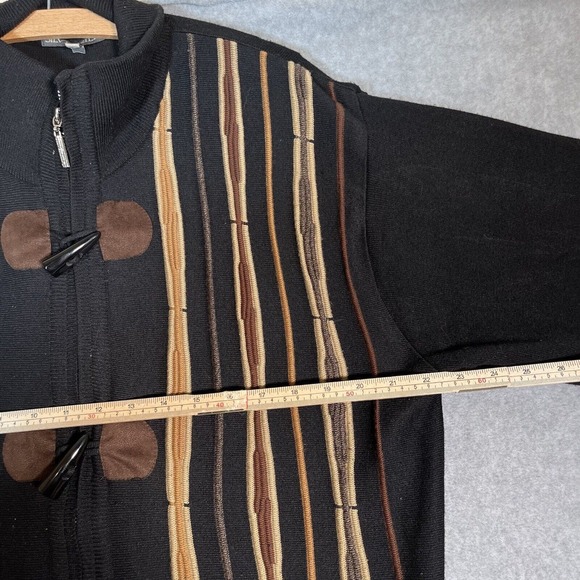 Silversilk Cardigan M Zip Up 3D Knit Toggle Retro Cosby Biggie Sweater Chunky - Picture 7 of 14